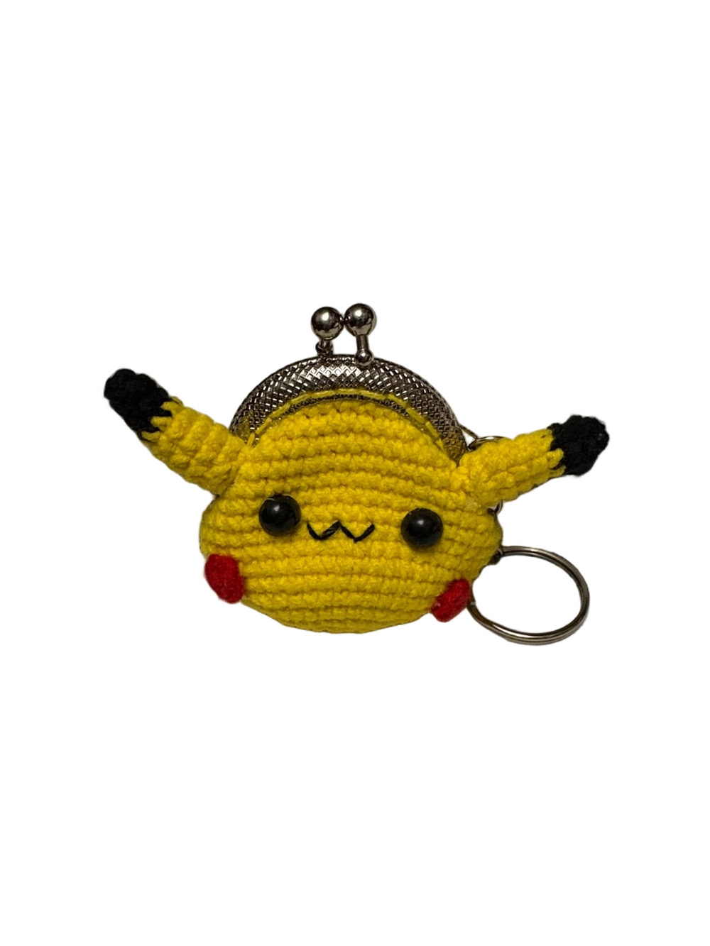Yellow Handcrafted Pikachu  Crochet Coin Purse Keychain